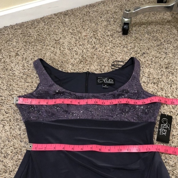 NWT Alex Evenings Maxi Dress Size 6P Smoke Slate Gray Gown - Picture 8 of 10